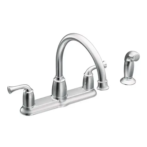 Banbury 2-Handle Mid-Arc Standard Kitchen Faucet with Side Sprayer in Chrome