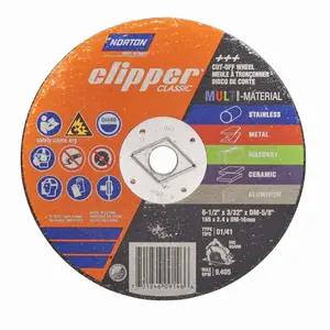 Norton 70184609146 Clipper Classic AC AO/SC Series Cut-off Wheel, 6-1/2 in Dia, 3/32 in Thick, 5/8 in Arbor