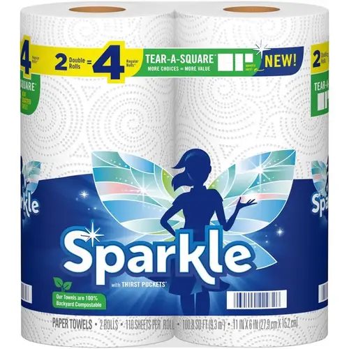 Paper Towels Tear-A-Square 110 sheet 2 ply Whit - 2 per pack x12 packs