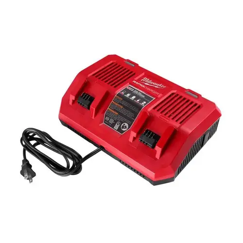 M18 18-Volt Lithium-Ion Dual Bay Rapid Battery Charger Red M18 18-Volt Lithium-Ion Dual Bay Rapid Battery Charger Red