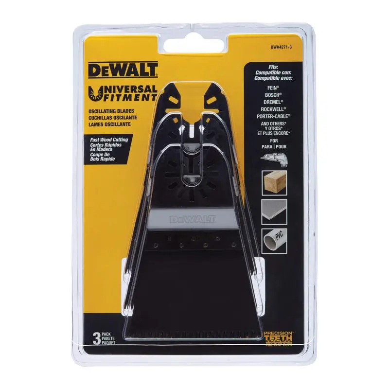 DEWALT Oscillating Blade Set Universal Fitment High Carbon Steel Precision Tooth Black DWA4271-3