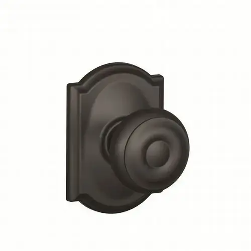 Georgian Knob with Camelot Rose Interior Active Trim with 12326 Latch and 10027 Strike Matte Black Finish