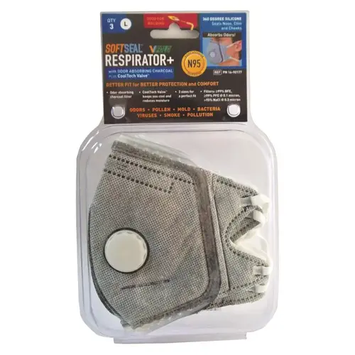 N95 V-Fold Face Mask, Non Medical, Large - pack of 3 Gray N95 V-Fold Face Mask, Non Medical, Large - pack of 3 Gray