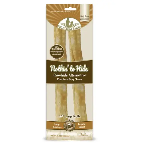 Nothin' to Hide Dog Chew Treat Rolls, Peanut Butter Flavor, Large 10-In Pair Nothin' to Hide Dog Chew Treat Rolls, Peanut Butter Flavor, Large 10-In Pair