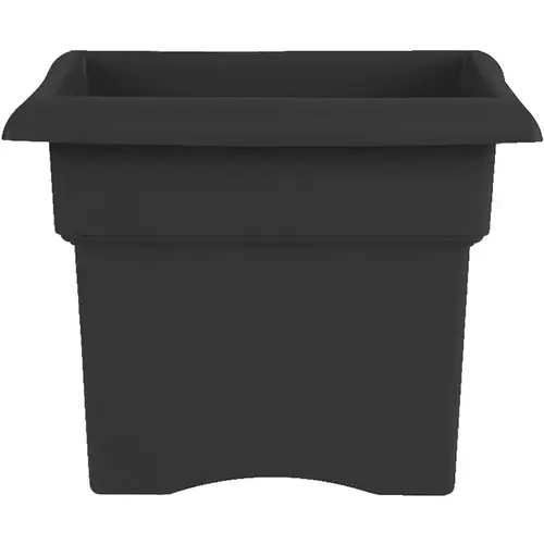 Veranda Box Planter, 14 in W, 14 in D, Square, Thick Wall Design, Plastic, Black