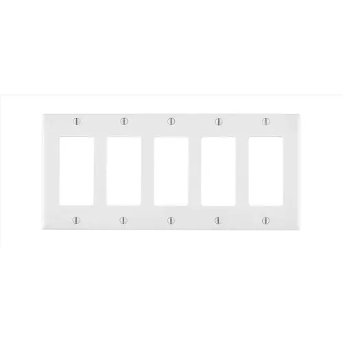 Wall Plate White 5 gang Thermoset Plastic Decorator White Wall Plate White 5 gang Thermoset Plastic Decorator White