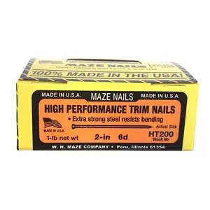 Maze HT200-1 HT200-112 Trim Nail, Hand Drive, 2 in L, Carbon Steel, Smooth Shank, Black, 1 lb