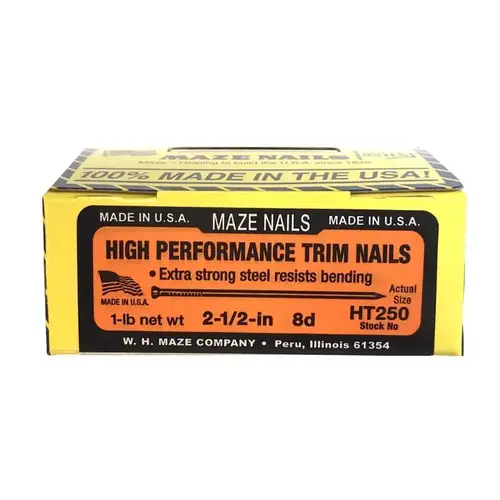 HT250-112 Trim Nail, Hand Drive, 2-1/2 in L, Carbon Steel, Smooth Shank, Black, 1 lb