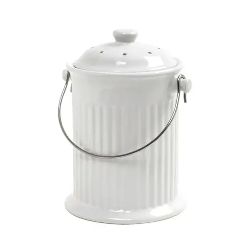 Compost Crock, 1 gal Capacity, 5-5/8 in Dia, 7-1/4 in H, Ceramic, White - pack of 4 Compost Crock, 1 gal Capacity, 5-5/8 in Dia, 7-1/4 in H, Ceramic, White - pack of 4