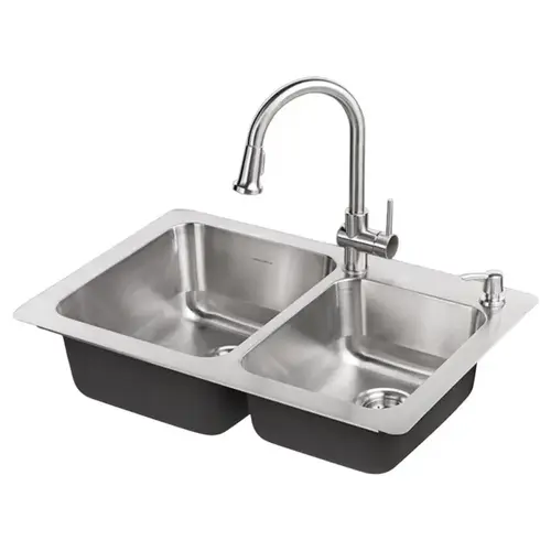 Montvale Series Kitchen Sink Kit with Soap Dispenser, 33 in OAW, 9 in OAD, 22 in OAH Stainless Steel Montvale Series Kitchen Sink Kit with Soap Dispenser, 33 in OAW, 9 in OAD, 22 in OAH Stainless Steel