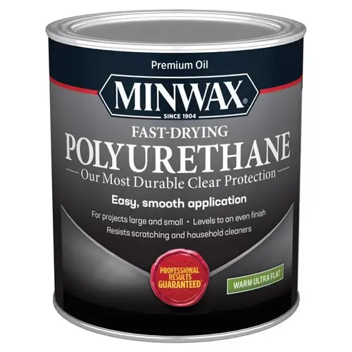 Fast-Drying Polyurethane Ultra Flat Clear Oil-Based 1 qt Clear
