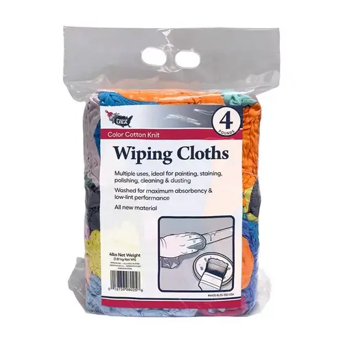 Wiping Rags Assorted Colors Cotton Knit 4 lb Assorted Wiping Rags Assorted Colors Cotton Knit 4 lb Assorted