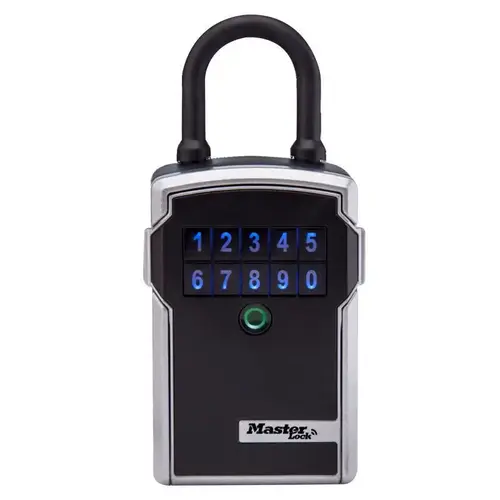 Lock Box 7-13/64" H X 3-1/4" W X 2-5/16" L Metal Resettable Combination Bluetooth Lock B Silver Lock Box 7-13/64" H X 3-1/4" W X 2-5/16" L Metal Resettable Combination Bluetooth Lock B Silver