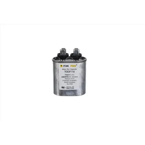 Titan Pro Run Capacitor 7.5 MFD 440/370-Volt Oval Silver Titan Pro Run Capacitor 7.5 MFD 440/370-Volt Oval Silver