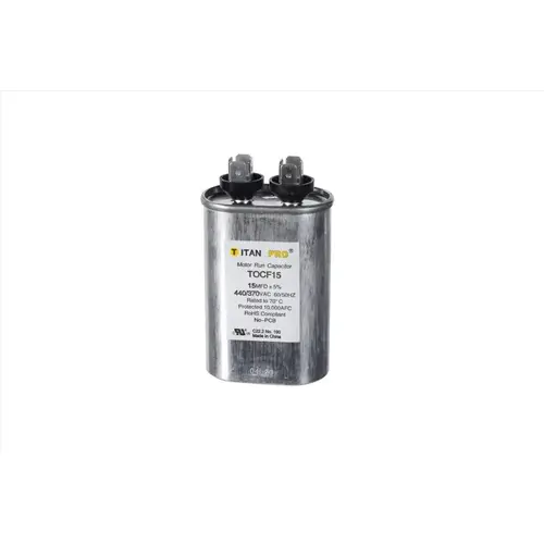 TITAN PRO Run Capacitor 15 MFD 440/370 Volt Oval