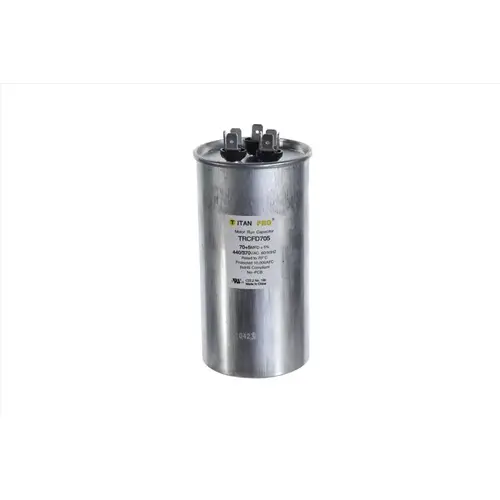 Titan Pro Run Capacitor 70+5 MFD 440/370-Volt Round Silver