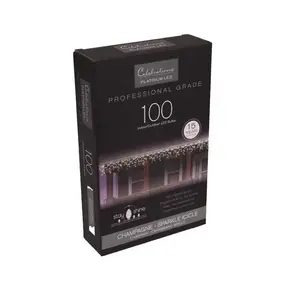 Celebrations ICT5CHSA Christmas Lights Platinum LED T5 Pure White/Warm White 100 ct Icicle 9.5 ft.