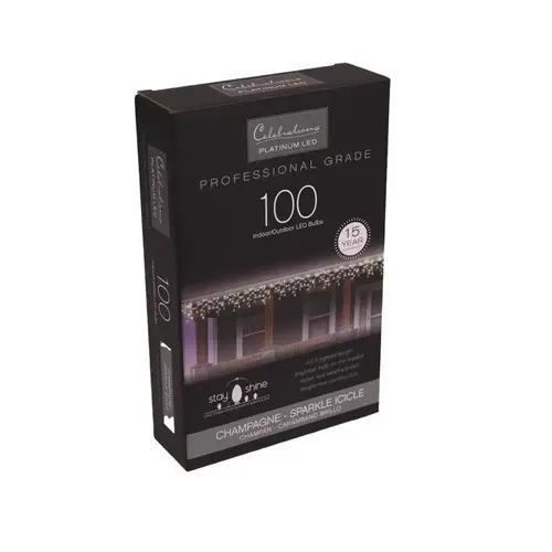 Christmas Lights Platinum LED T5 Pure White/Warm White 100 ct Icicle 9.5 ft.