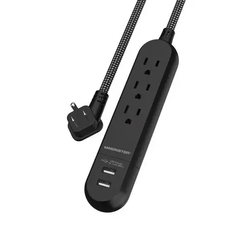 Power Strip Just Power It Up 4 ft. L 3 outlets Black Black Power Strip Just Power It Up 4 ft. L 3 outlets Black Black