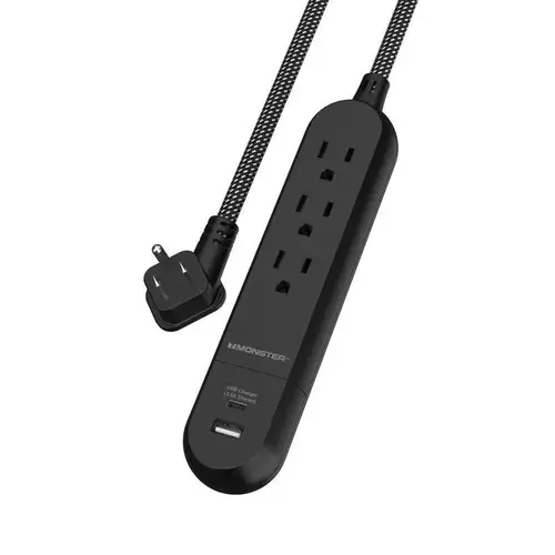 Power Strip Just Power It Up 4 ft. L 3 outlets Black Black Power Strip Just Power It Up 4 ft. L 3 outlets Black Black
