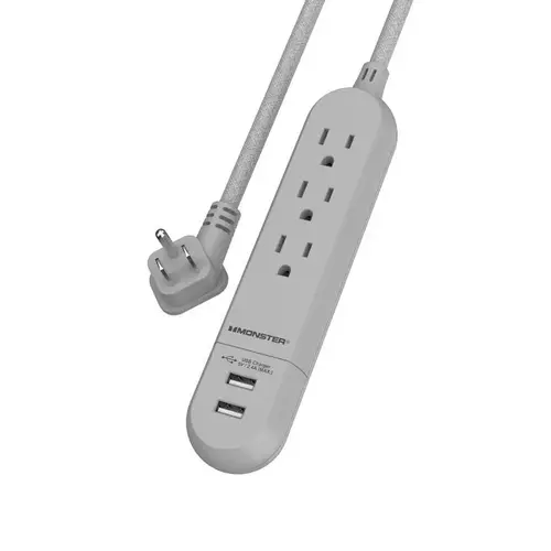 Power Strip Just Power It Up 4 ft. L 3 outlets Gray Gray Power Strip Just Power It Up 4 ft. L 3 outlets Gray Gray