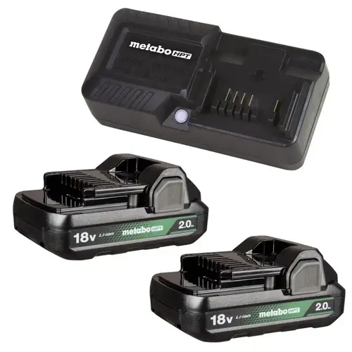 Batteries and Charger Kit, 18 V, 2 Ah, 2 A Charge, 45, 90 min Charge, Battery Included Batteries and Charger Kit, 18 V, 2 Ah, 2 A Charge, 45, 90 min Charge, Battery Included