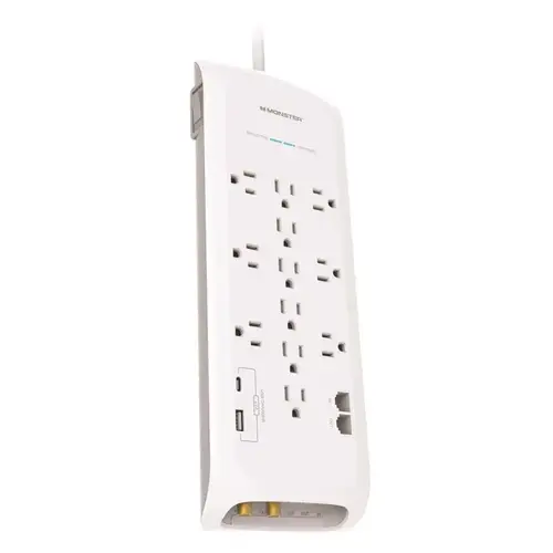 Surge Protector w/USB Just Power it Up 6 ft. L 12 outlets White 4050 J White Surge Protector w/USB Just Power it Up 6 ft. L 12 outlets White 4050 J White
