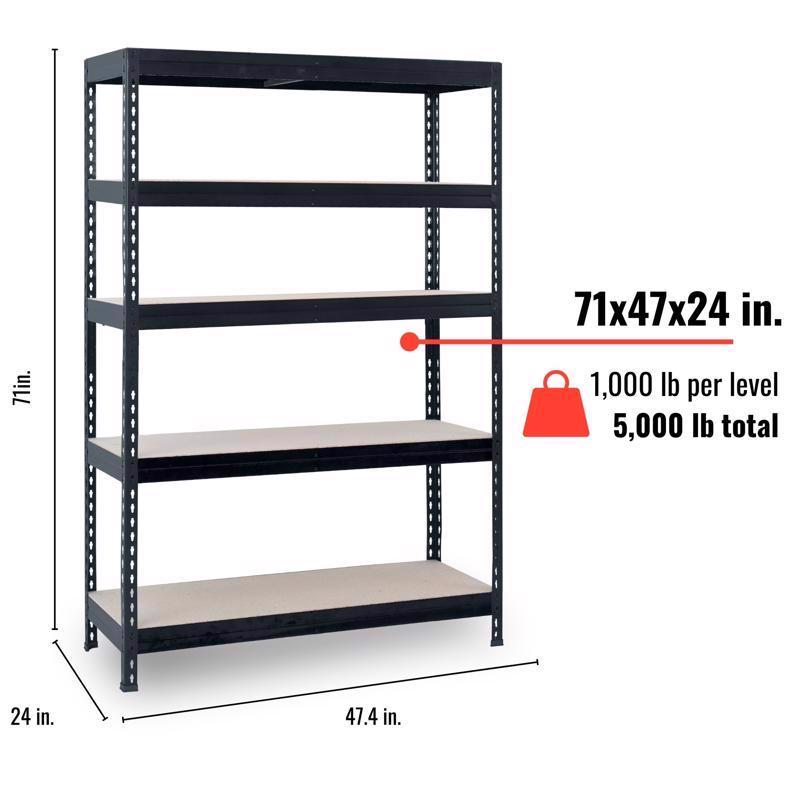 Ar Shelving 8586002703153 Shelving Unit Heavy Duty 71" H X 47.4" W X 24" D Metal Dark Grey