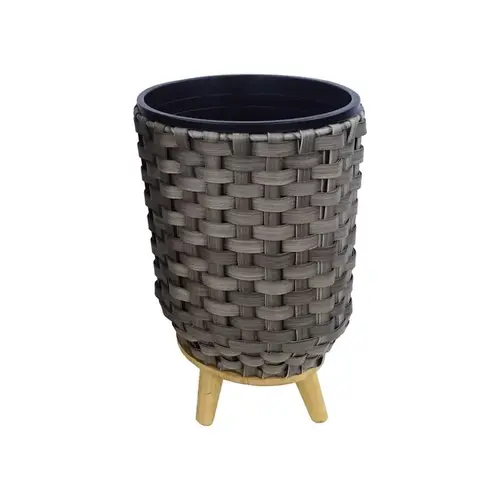 Plant Basket 13" H X 10" W X 10" D Plastic Wicker Gray Gray Plant Basket 13" H X 10" W X 10" D Plastic Wicker Gray Gray