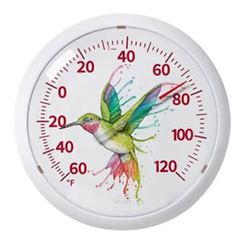 Dial Thermometer Hummingbird Plastic White 13.25" White Dial Thermometer Hummingbird Plastic White 13.25" White