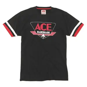 Ace SRJ002A BLK-MD Tee Shirt M Short Sleeve Men's Crew Neck Black Black