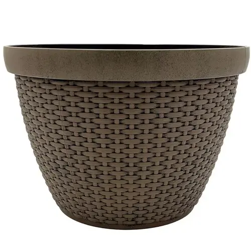 Planter 11.02" H X 15.75" D Plastic Jake - Teak Brown Brown Planter 11.02" H X 15.75" D Plastic Jake - Teak Brown Brown