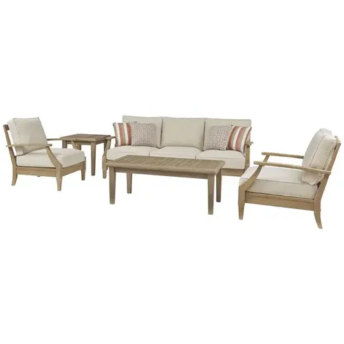 Patio Set Clare View 5 pc Brown Wood Beige Patio Set Clare View 5 pc Brown Wood Beige