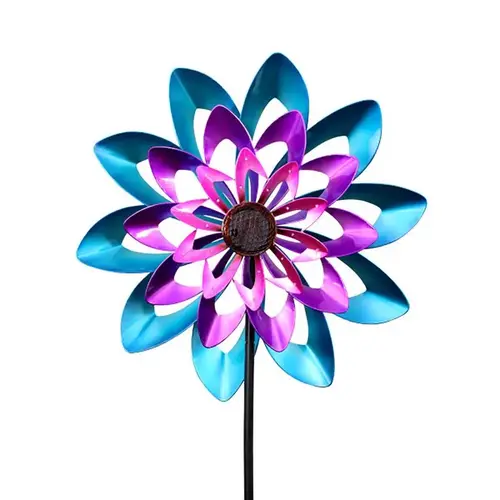 Garden Stake Spinner Multicolored Metal 26" H Pinwheel Multicolored Garden Stake Spinner Multicolored Metal 26" H Pinwheel Multicolored