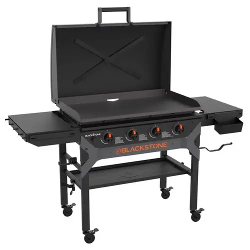 Outdoor Griddle with Hood 4 Burner Liquid Propane Black Black