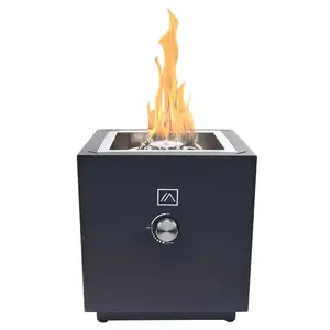 Ukiah TK-1092-QB Fire Pit Qube 12.5" W Steel Outdoor Square Propane