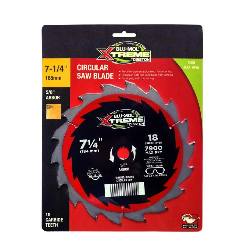 Blu-Mol Xtreme Circular Saw Blade 7-1/4 D X 5/8 Carbide Tipped 18 teeth E0217115 Blu-Mol Xtreme Circular Saw Blade 7-1/4 D X 5/8 Carbide Tipped 18 teeth E0217115