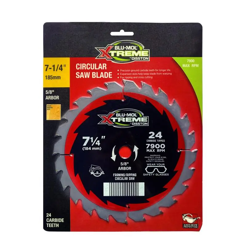 Blu-Mol Xtreme Circular Saw Blade 7-1/4 D X 5/8 Carbide Tipped 24 teeth E0217116 Blu-Mol Xtreme Circular Saw Blade 7-1/4 D X 5/8 Carbide Tipped 24 teeth E0217116