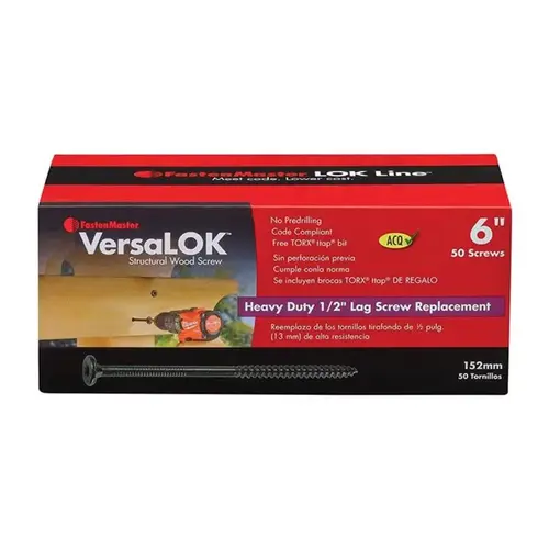 Structural Wood Screws VersaLOK 6" L Torx Ttap Galvanized Coarse Galvanized Structural Wood Screws VersaLOK 6" L Torx Ttap Galvanized Coarse Galvanized