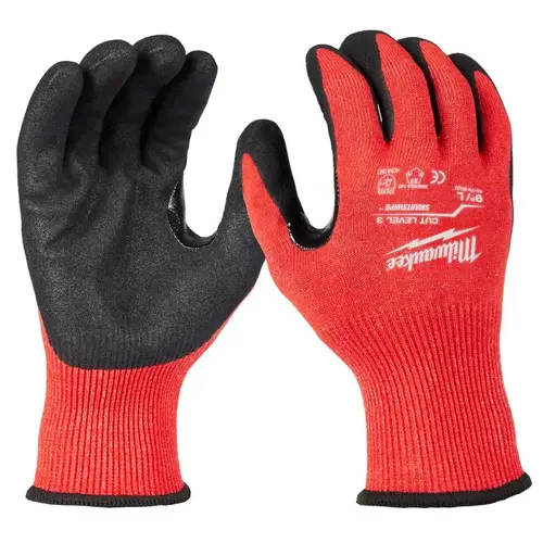 Dipped Gloves Cut Level 3 Unisex Elasticated Knit Black/Red L Black/Red Pair Dipped Gloves Cut Level 3 Unisex Elasticated Knit Black/Red L Black/Red Pair