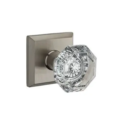 Half Dummy Crystal Knob and Traditional Square Rose Satin Nickel Finish Half Dummy Crystal Knob and Traditional Square Rose Satin Nickel Finish
