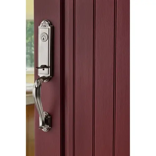 Single Cylinder Elizabeth Handleset Round Knob and Traditional Arch Rose with 6AL Latch and Dual Strike Bright Chrome Finish Single Cylinder Elizabeth Handleset Round Knob and Traditional Arch Rose with 6AL Latch and Dual Strike Bright Chrome Finish