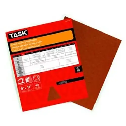 Garn-Alum Sandpaper, 11 in L, 9 in W, Medium, 80 Grit, Aluminum Oxide Abrasive, Kraft Paper Backing