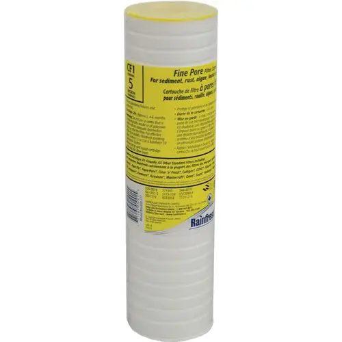 CF Series Water Filter Cartridge, 5 um Filter, Polyethylene, Polystyrene Filter Media