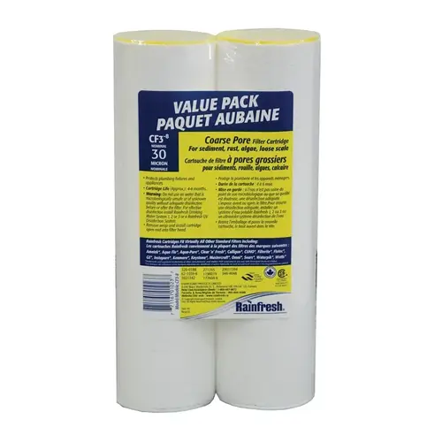 CF Series Water Filter Cartridge, 30 um Filter, Polyethylene, Polystyrene Filter Media