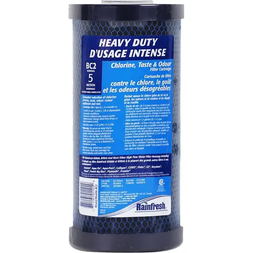 BC Series Reduction Cartridge, 5 um Filter, Carbon Filter Media