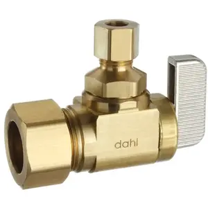 Dahl Brothers 6213330BAG mini-ball 621-33-30-BAG Stop Valve, 5/8 x 1/4 in Connection, Compression, 250 psi Pressure, Manual Actuator Brass