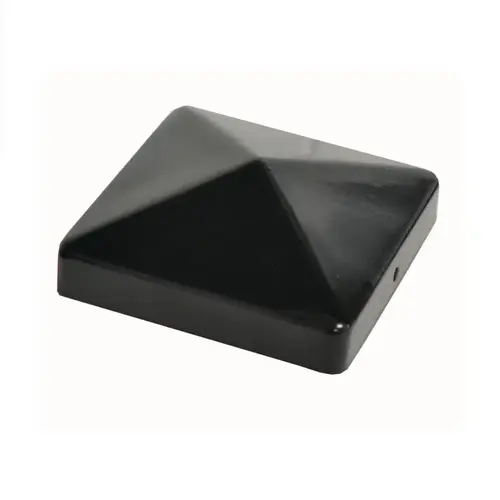 Post Cap, 4 in L, 4 in W, Steel, Black, Powder-Coated
