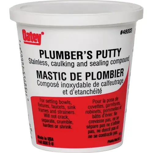 Plumbers Putty, Solid, Off-White, 414 mL Plastic Container Plumbers Putty, Solid, Off-White, 414 mL Plastic Container