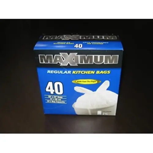 MAXIMUM Garbage Bag, Plastic/Virgin Hexene, White - pack of 40 MAXIMUM Garbage Bag, Plastic/Virgin Hexene, White - pack of 40